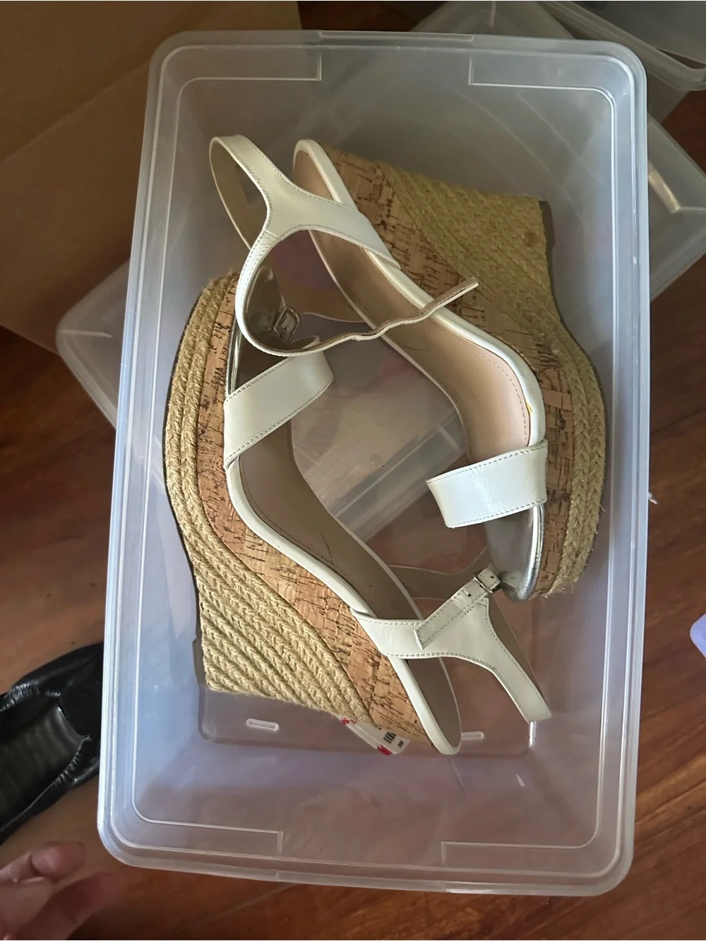 Charles David Cream and Natural Espadrille Wedge Sandals
